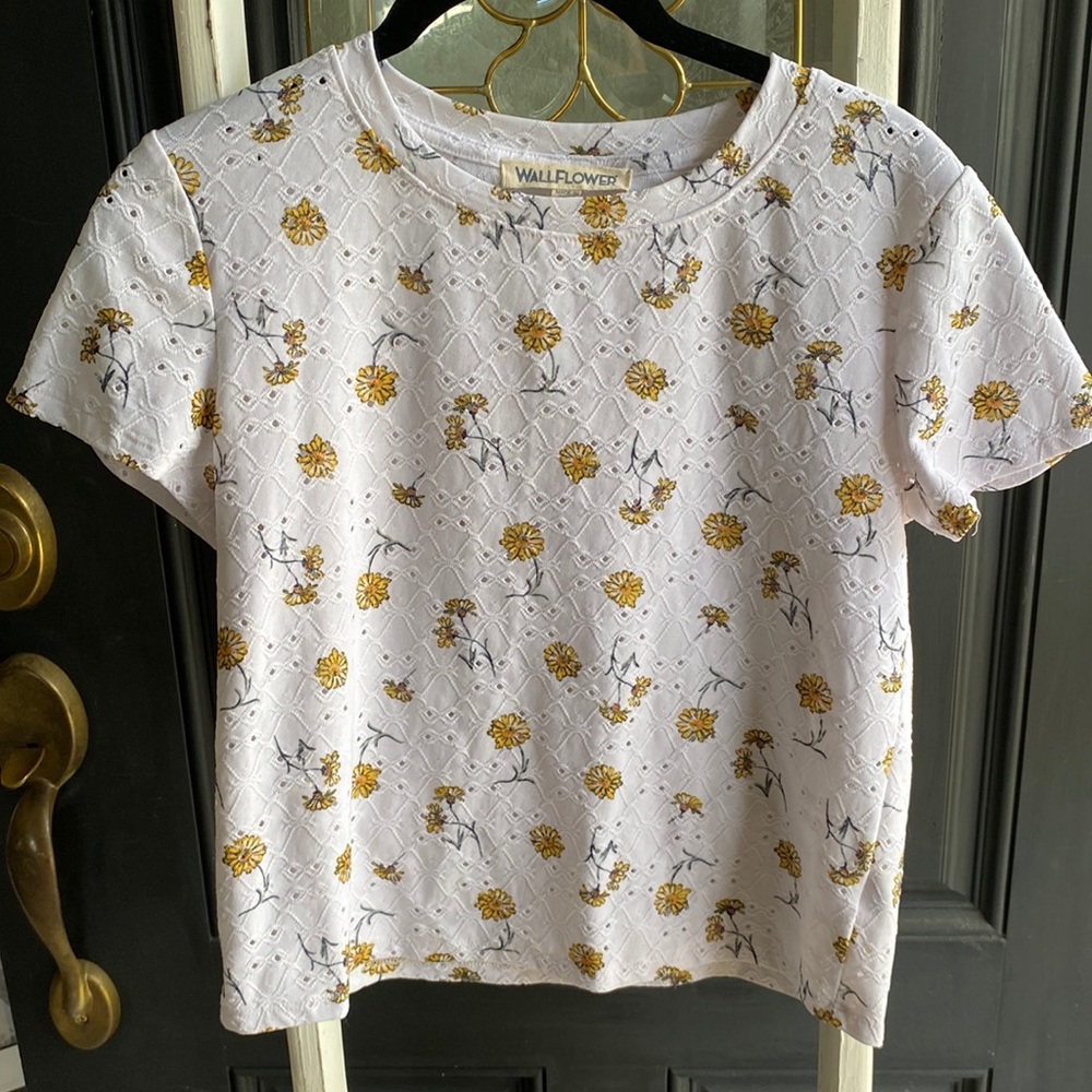 white shirt with flower print